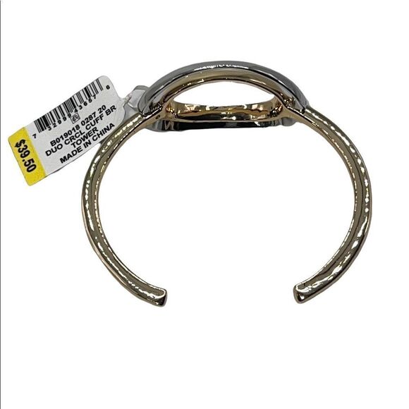 Alfani Two-Tone Duo Oval Cuff Bracelet Silver Tone Gold Tone NWT - Picture 3 of 4